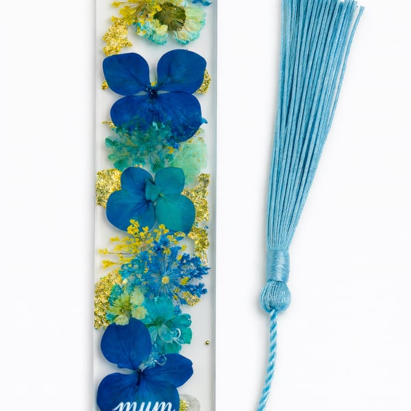 Personalised Resin Bookmark with Real Flowers & Gold Leaf