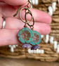 Rustic Flower Bead Earrings in Seafoam Green & Lavender Purple - Nature Inspired - Image 2
