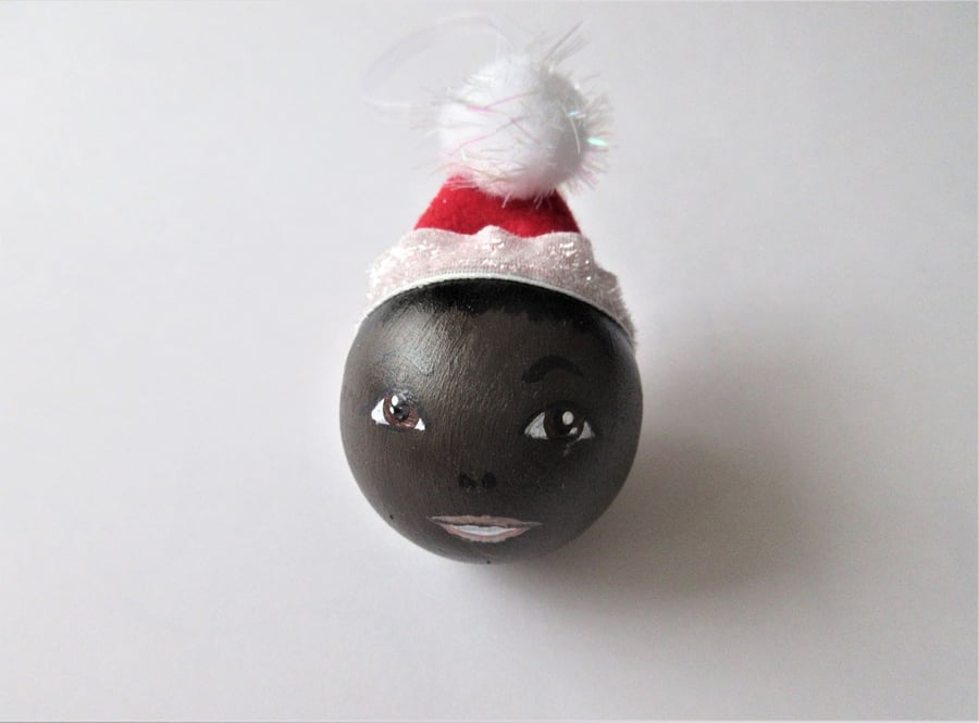 Christmas Folk Bauble Tree Decoration in Santa Hat