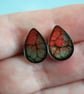 Red And Grey Teardrop Shaped Stud Earrings - Image 4