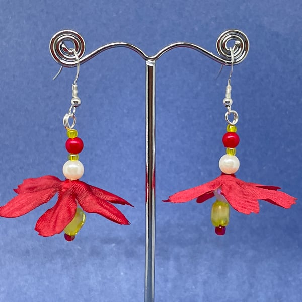 Faux Flower Dangle Earrings