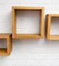 Solid Oak Cube Shelves Set - Handmade Wooden Wall Decor, Modern Storage set of 3