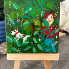 Taking the Dog for a Ramble  Version 1 - miniature Original Painting 