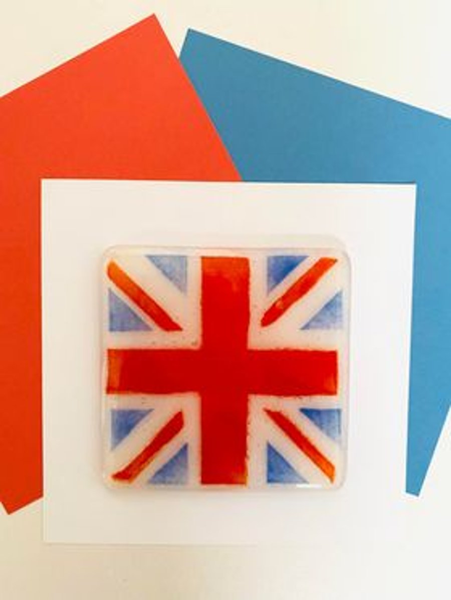 Fused Glass Union Jack Coaster - Jubilee Celebrations 