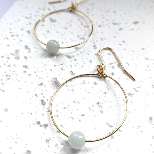 Large Orb Hoop Earrings - Amazonite
