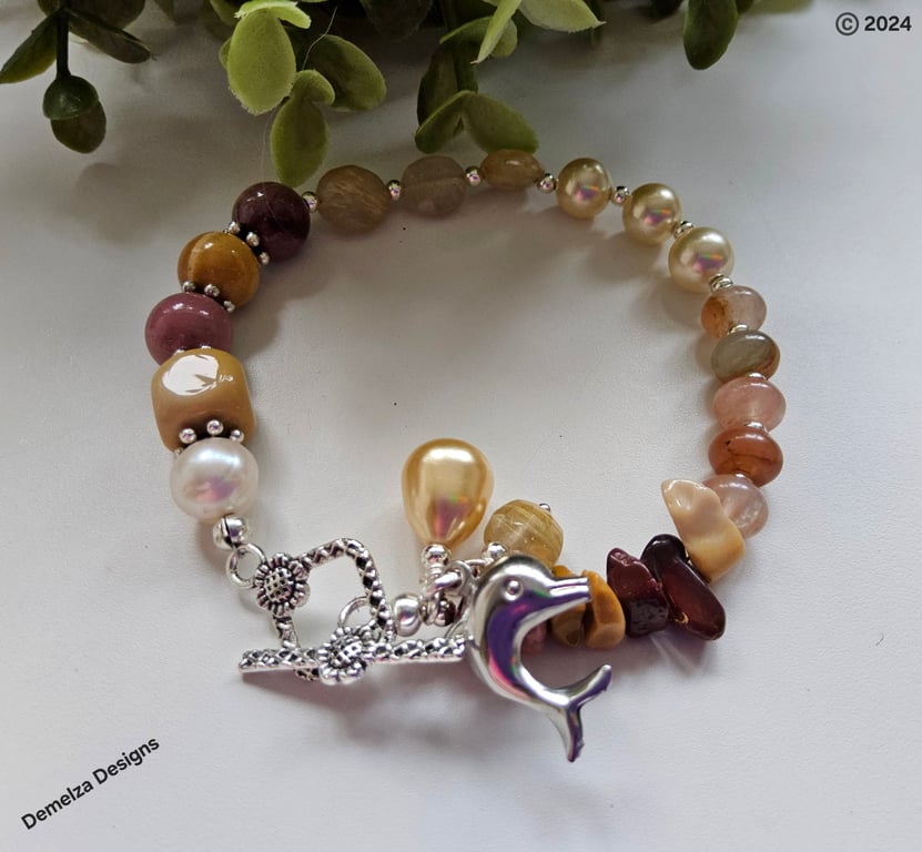  Multigemstone Chakra Designer Charm Bracelet 