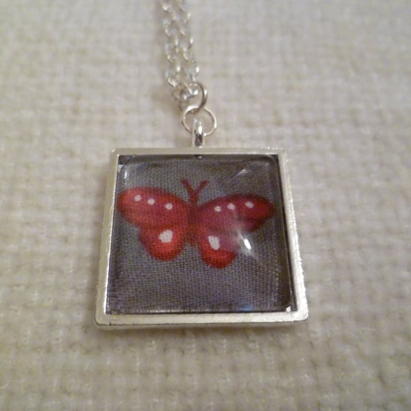 Red Butterfly Cameo Pendant