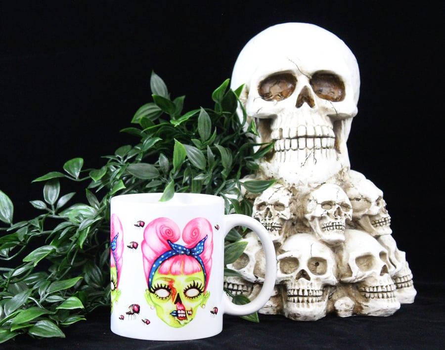 Girl Zombie Mug Coffee or Tea Mug, Halloween Mug