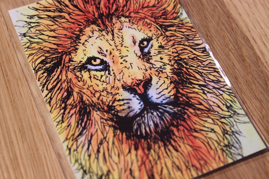 Lion ACEO Print - Mini Wildlife Art Print, Free UK Post