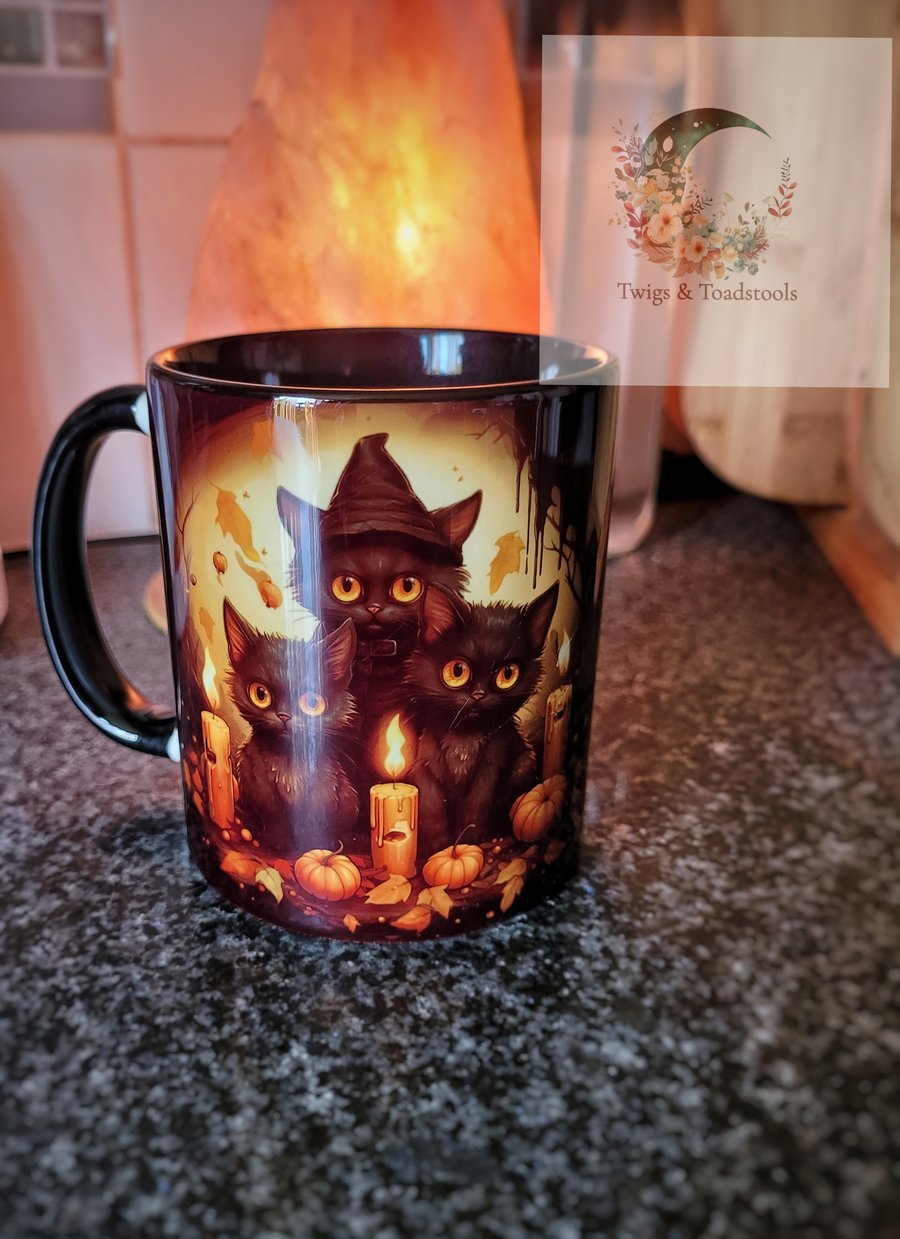 Witches cats halloween mug 