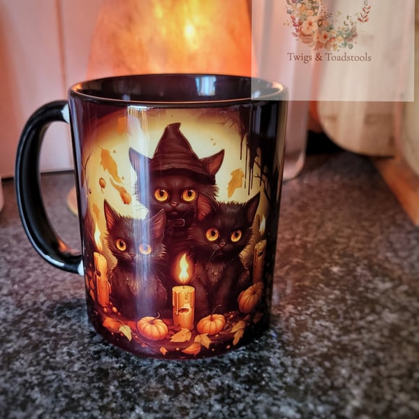 Witches cats halloween mug 
