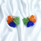 Beaded Clover Stud Earrings