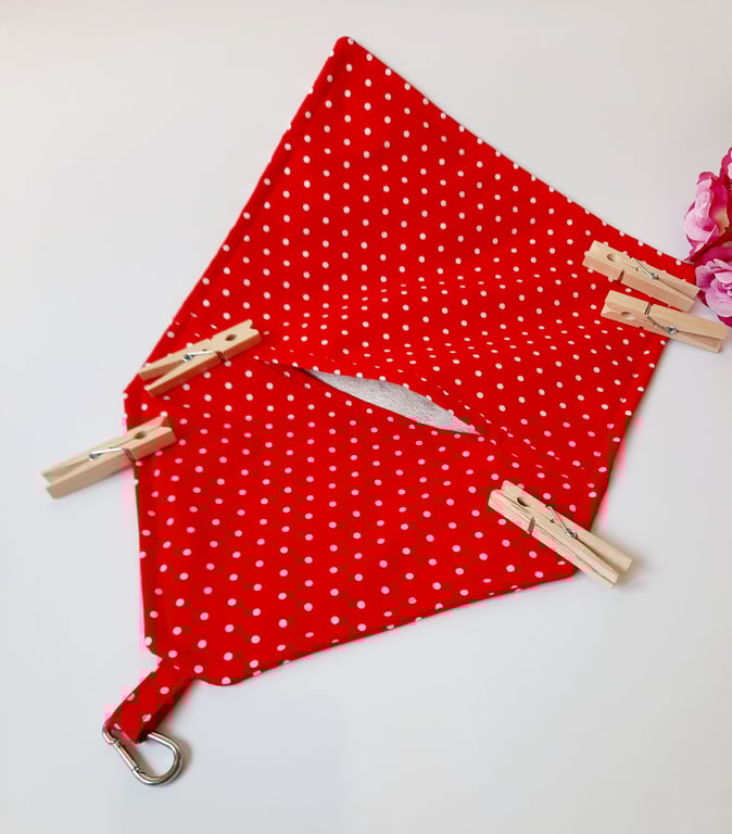 Red polkadot clip on peg bag, free uk delivery. 