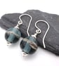 grey sphere lampwork glass earrings - Image 1