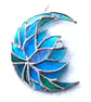 Lotus Moon Stained Glass Turquoise Flower Suncatcher  - Image 2