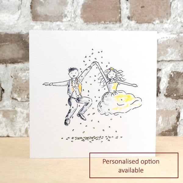 Wedding Card Jump Blonde  -  Personalised name option available