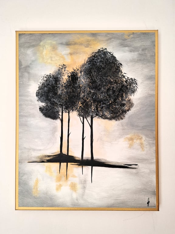 Original Abstract Acrylic Painting - Landscape Art - Winter Scene