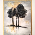 Original Abstract Acrylic Painting - Landscape Art - Winter Scene