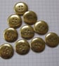 10 Large Flat Brass Buttons
