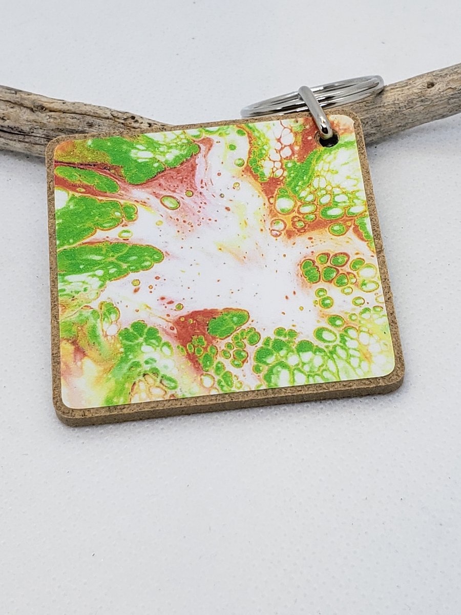 Paint Pour Keyring - 'Sub-Lime'