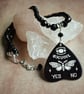 Black Ouija Planchette Necklace with Black Glass Beads - Image 4