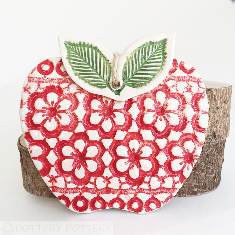 Ceramic Apple decoration Thank You teacher gift Pottery Apple pottery fruit