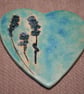 Handmade Heart & lavender ceramic tile decoration - Image 1