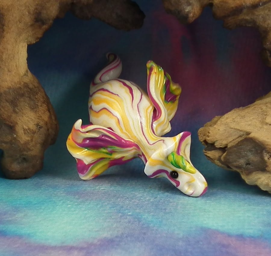 Tiny Winged Unicorn 'Burren' OOAK Sculpt by artist Ann Galvin