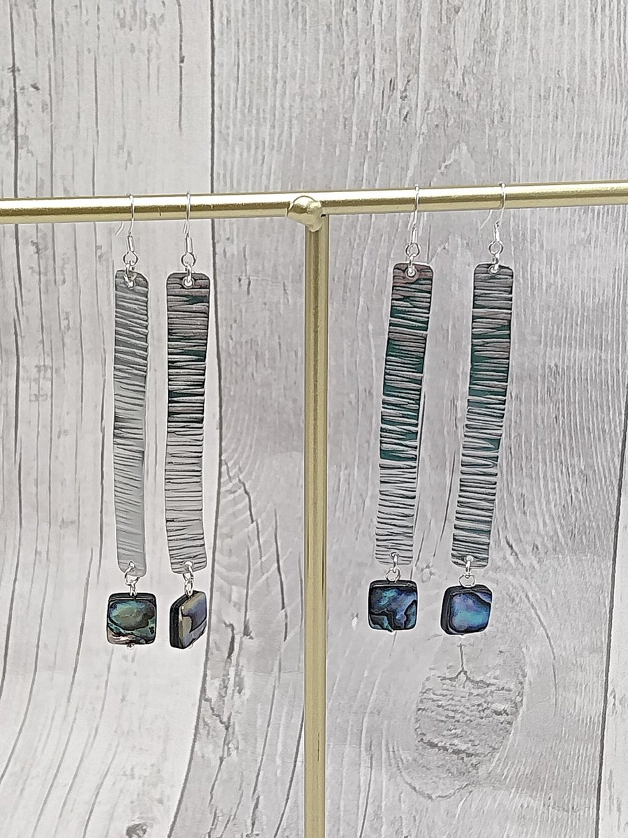 Flat Rectangle Aluminium Tin Dangle Earrings, N... - Folksy