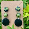 Black and Green Drop Earrings