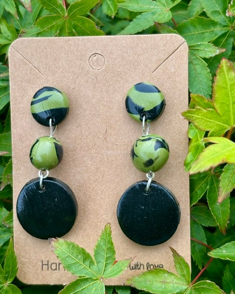 Black and Green Drop Earrings