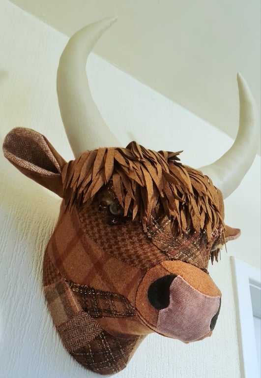 Faux highland cow in Abraham Moon rust coloured wool