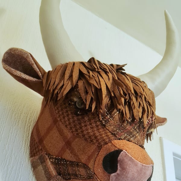 Faux highland cow in Abraham Moon rust coloured wool