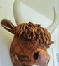 Faux highland cow in Abraham Moon rust coloured wool