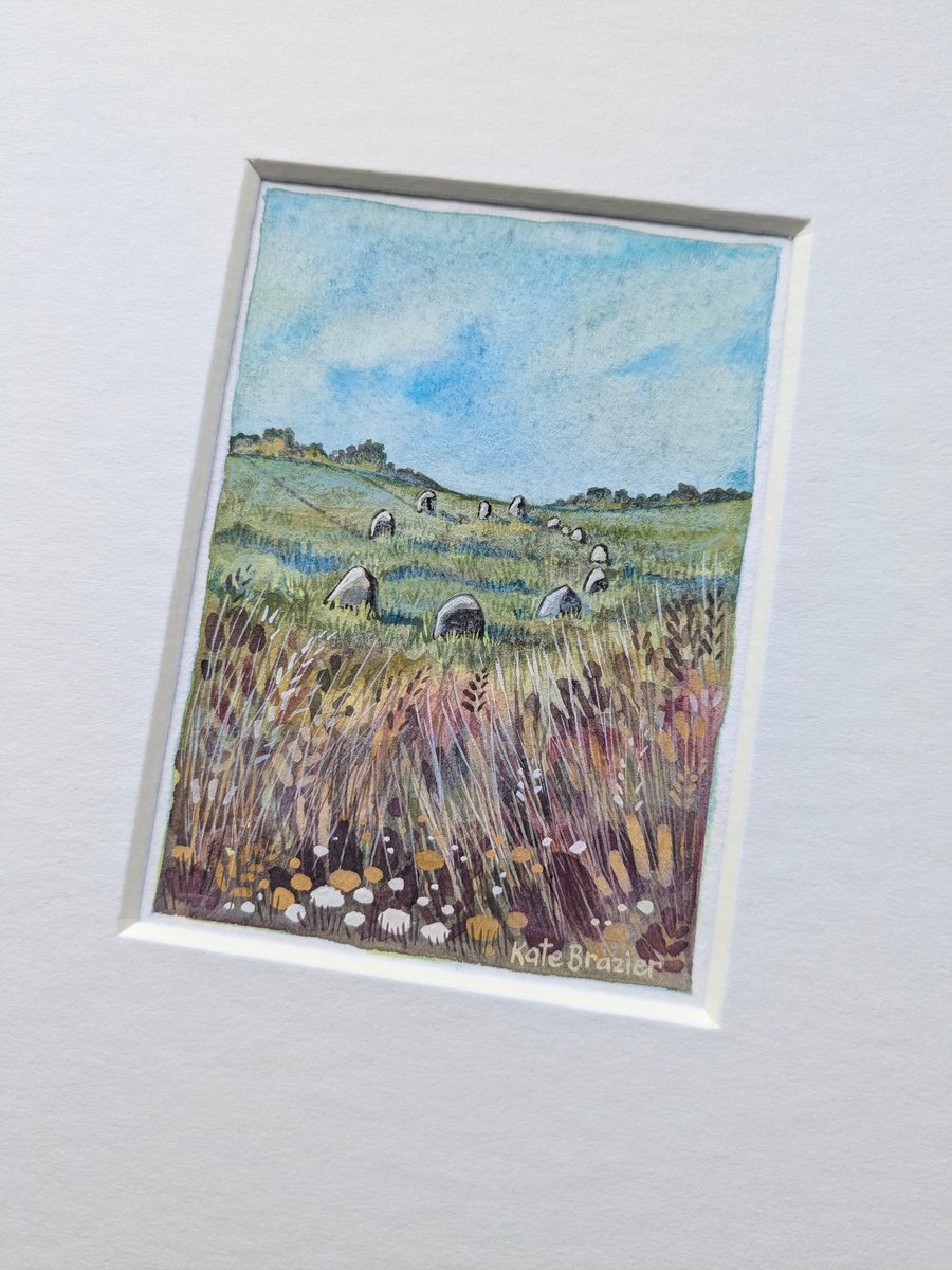 The Standing Stones - Original miniature. A5 Mounted