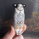 Gorse Fae with Basket - A Miniature Hand Embroidered Textile Art Doll - 7.5cms