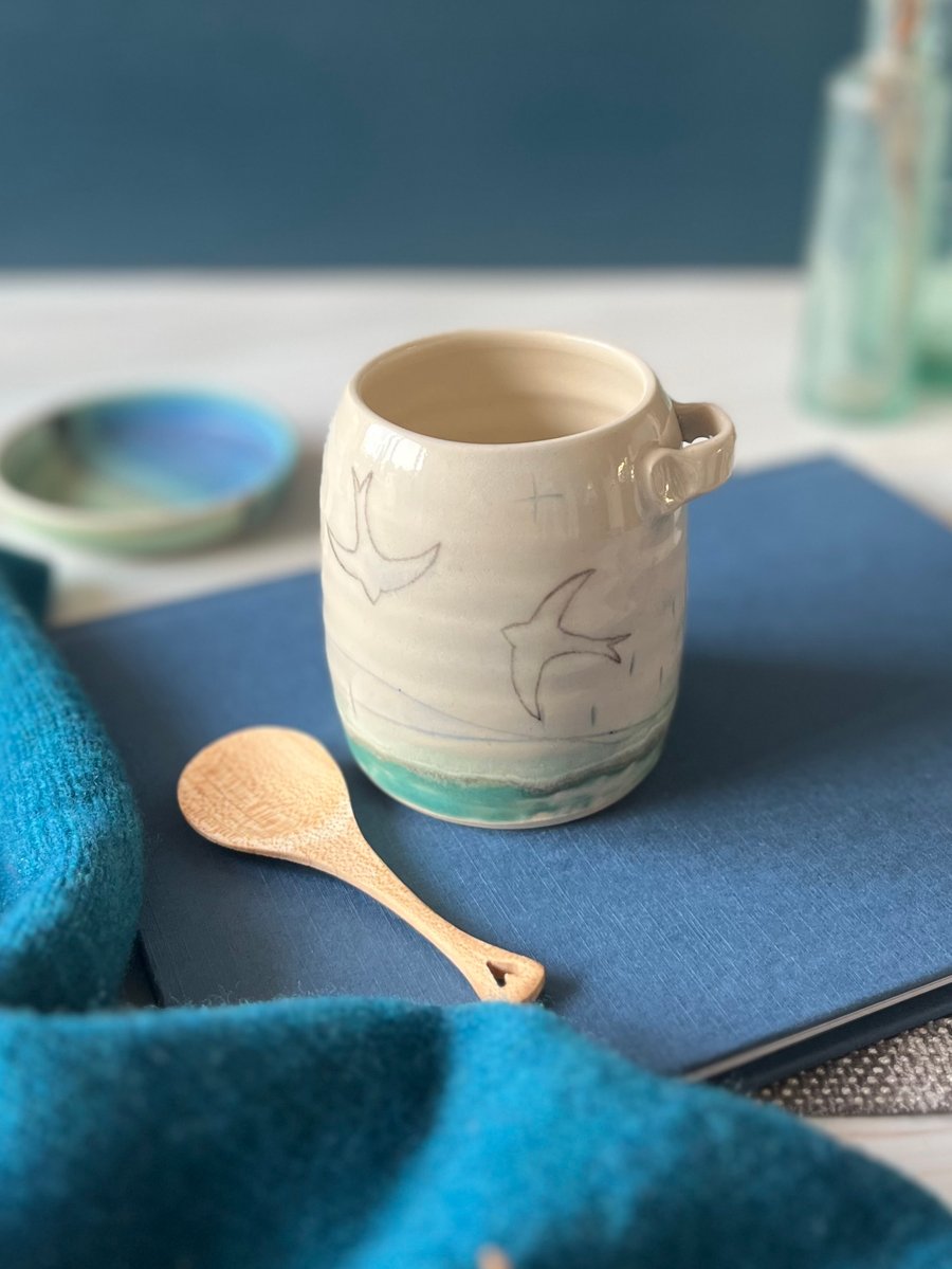 Sugar bowl & Spoon - handmade ceramic, Swift design