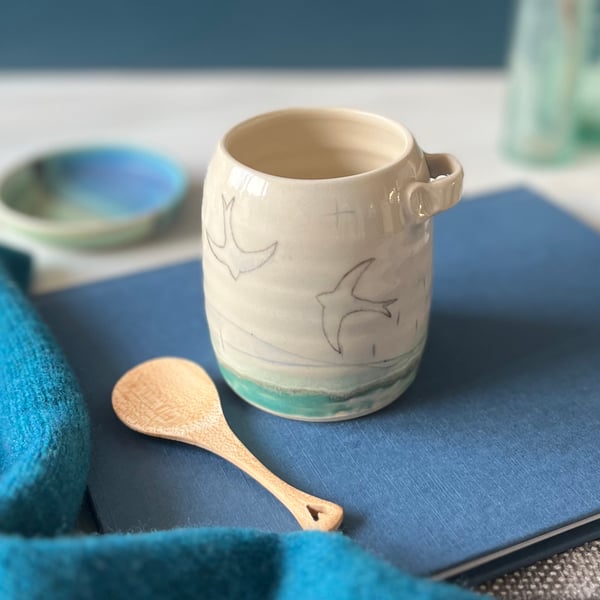 Sugar bowl & Spoon - handmade ceramic, Swift design