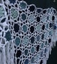 White and blue colours warm and cosy cotton crochet shawl - design A447 - Image 8