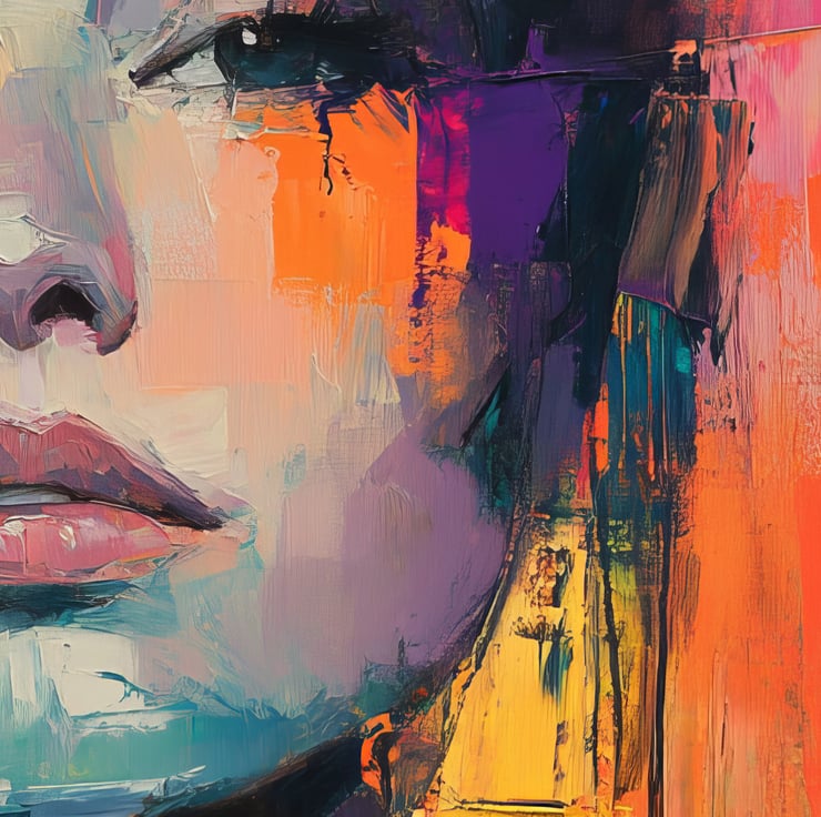 Vibrant Abstract Portrait in Bold Colors - Pain... - Folksy