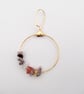 Mixed Stone Earrings Dangle Gold Coloured Metal Hoop  Mix Of Healing Crystals - Image 5