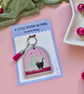 Snowglobe Christmas Cat Wooden Keyring