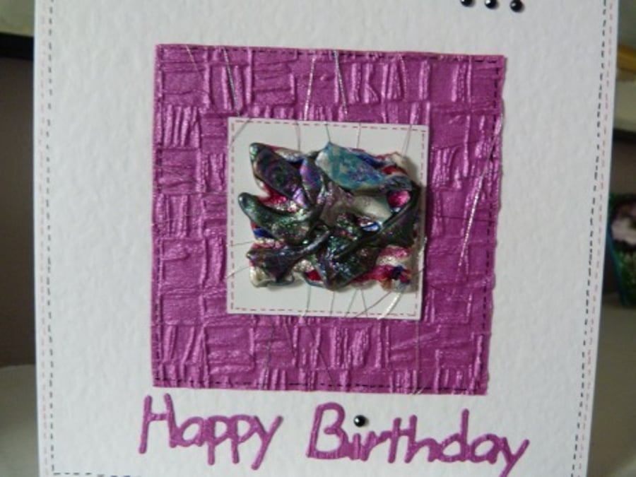 Funky Pink and Silver Birthday Card