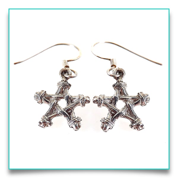 Fine Silver Pentagram Earrings