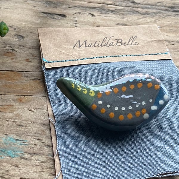 Handmade Ceramic Birdy Brooch