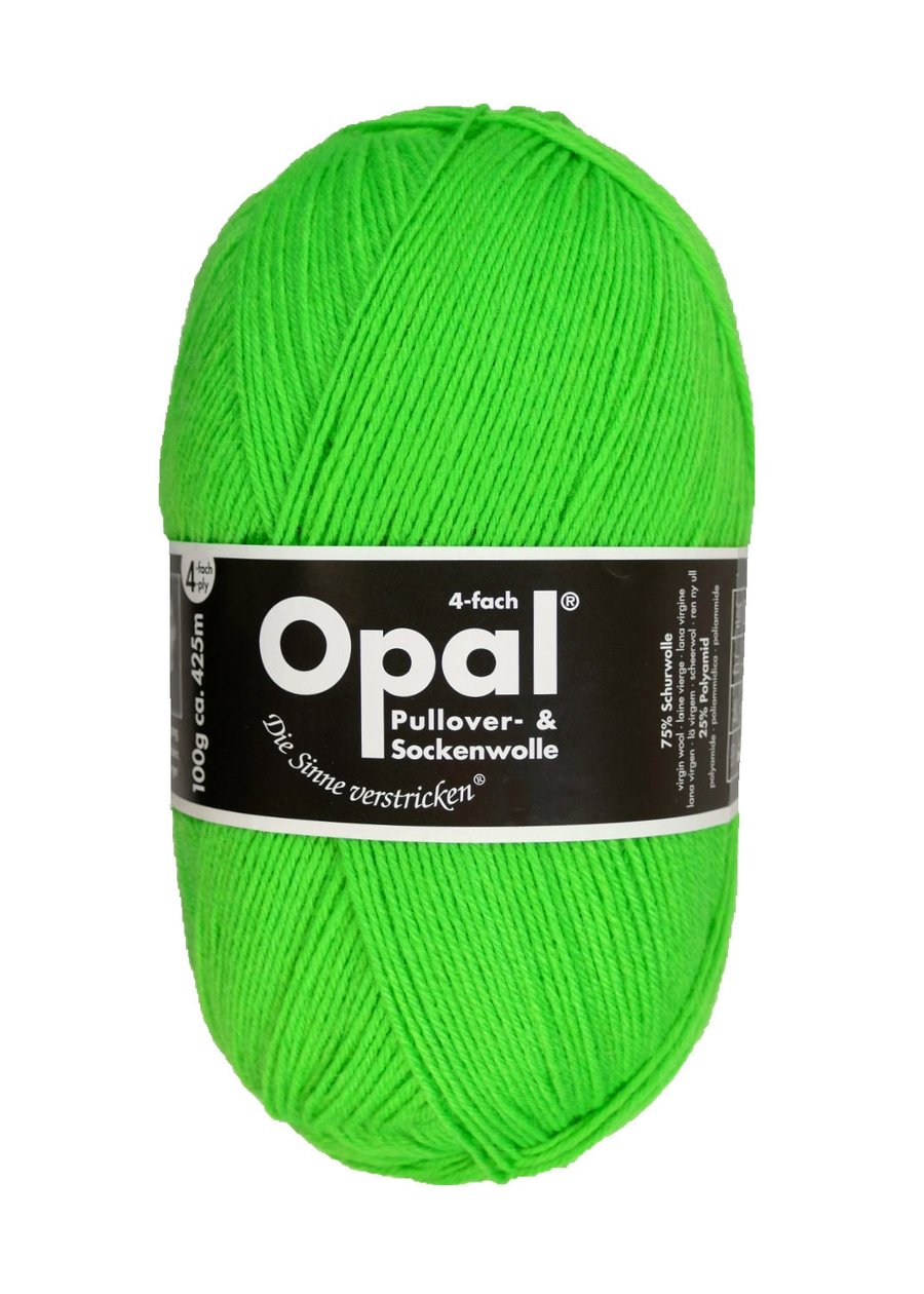 Neon Green 2011 - Opal Uni Solid - 4 ply Sock Yarn