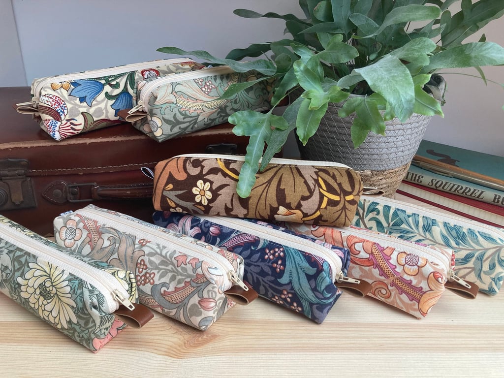 William Morris Pencil Case - Handmade upcycled fabric - various patterns