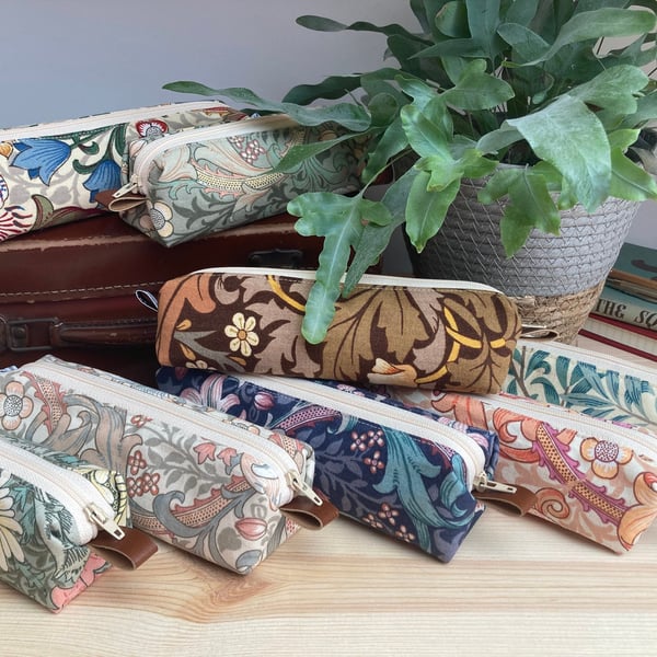 William Morris Pencil Case - Handmade upcycled fabric - various patterns