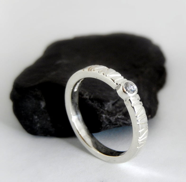 STERLING SILVER Diamond Ring, Handmade Urban Jewellery