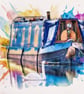 Swan & Narrow Canal Boat Norfolk Greeting Card A5
